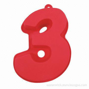 Silicone number cake mold, number 3